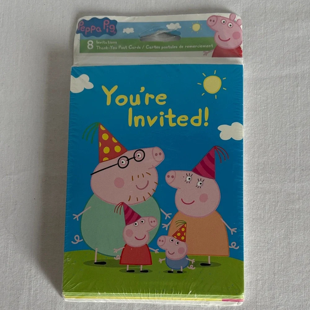 Disney Princess and Peppa Pig Invitation Cards lot of 4 - 8ct invite & thank you